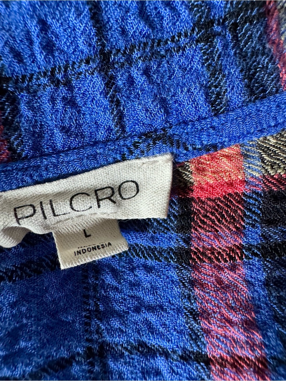 Pilcro Long Sleeve Blue Plaid Keira Blouse - Large - Picture 7 of 10